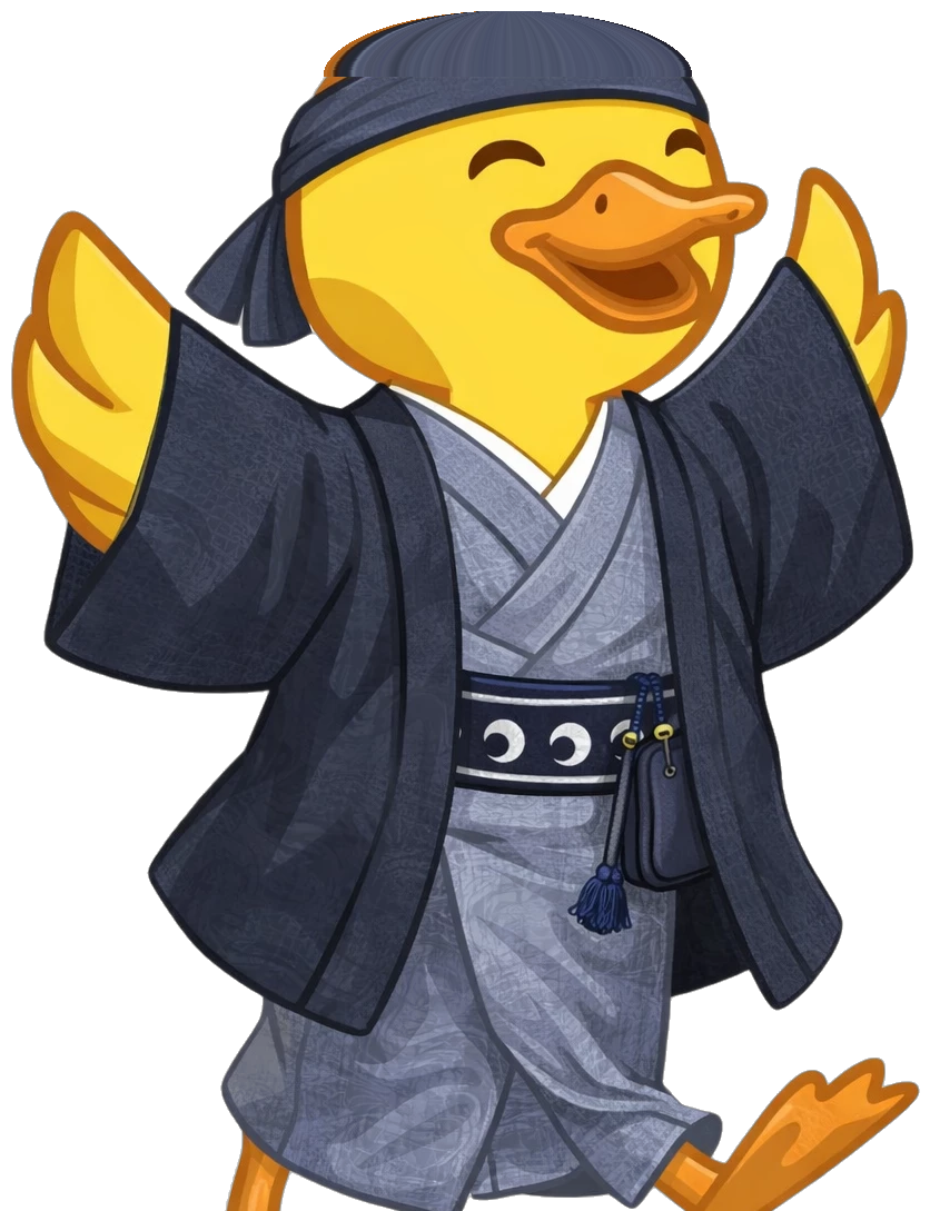Duckie vestido de samurái